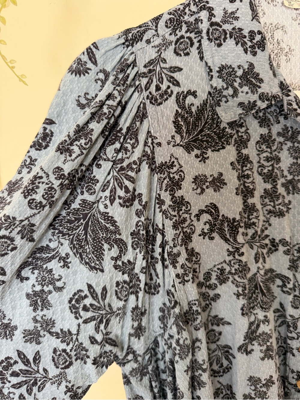 Intimately Free People Blue Button-Front Floral Print Shirt - Picture 4 of 9